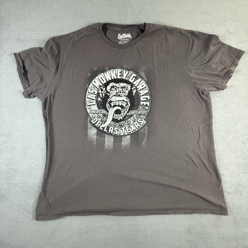 Gas Monkey Garage Grunge Shirt Graphic Tee Crew Short Sleeve 2XL Dallas Texas